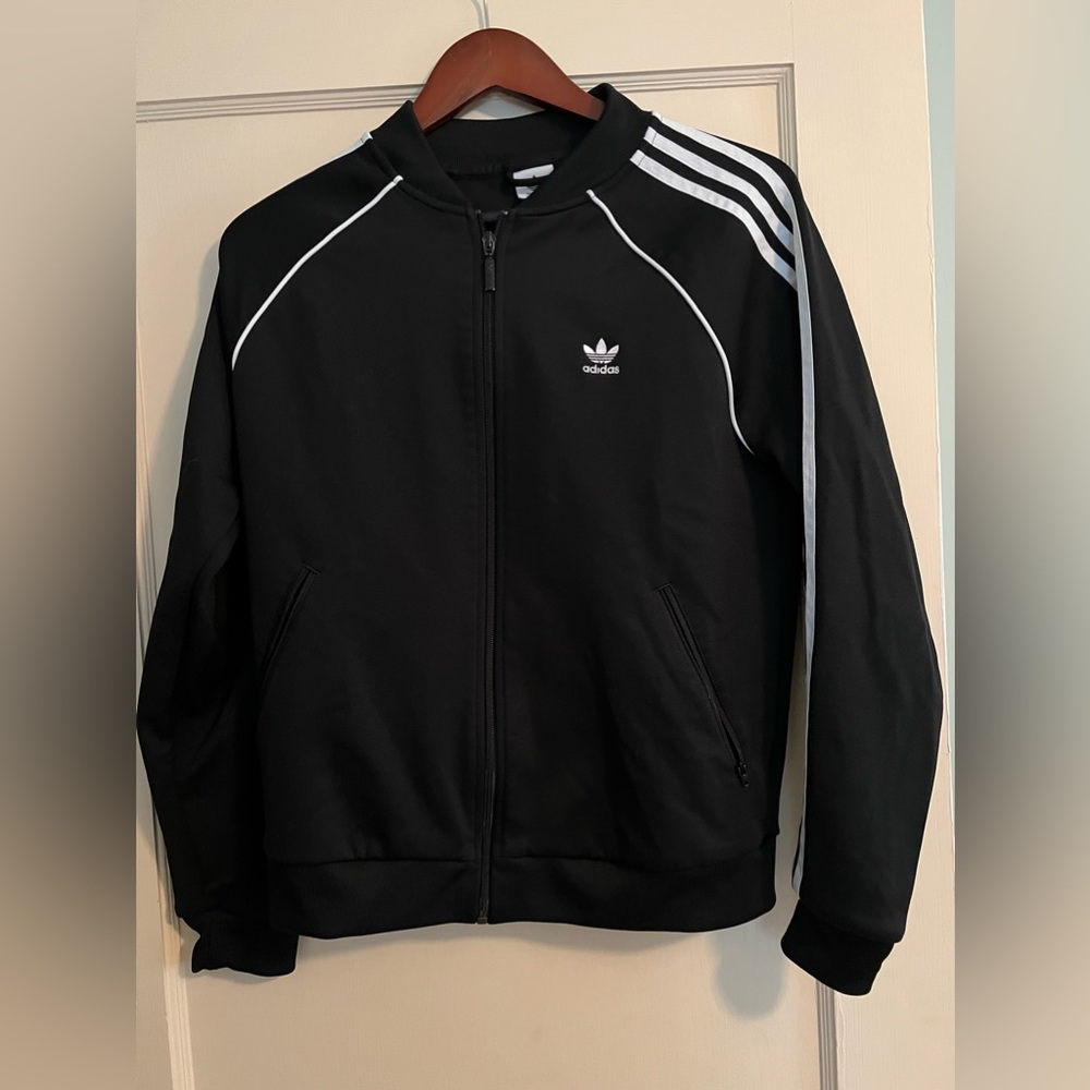 Adidas 3 Stripe Track Jacket in Black